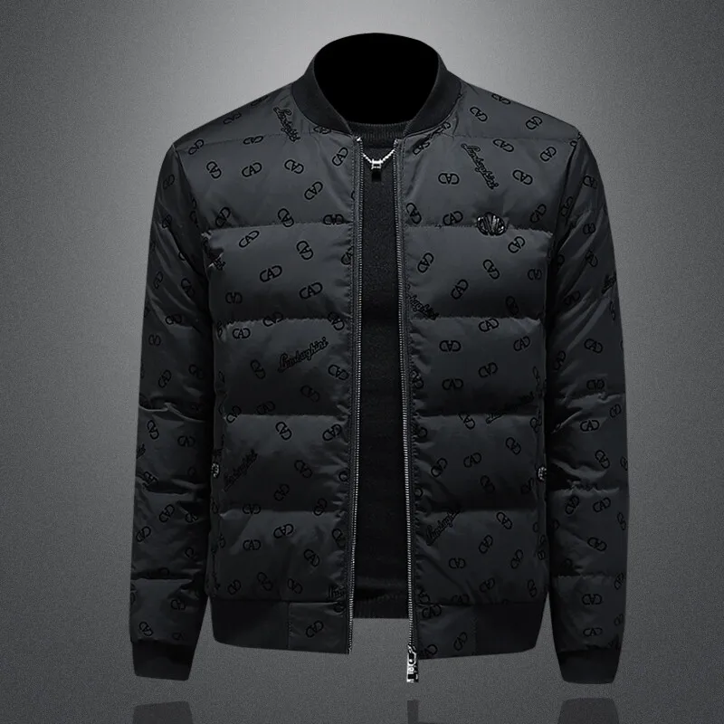 

Мужская утепленная куртка с круглым воротом, 90% белый пух, модная городская модель, длинный рукав, застежка-молния