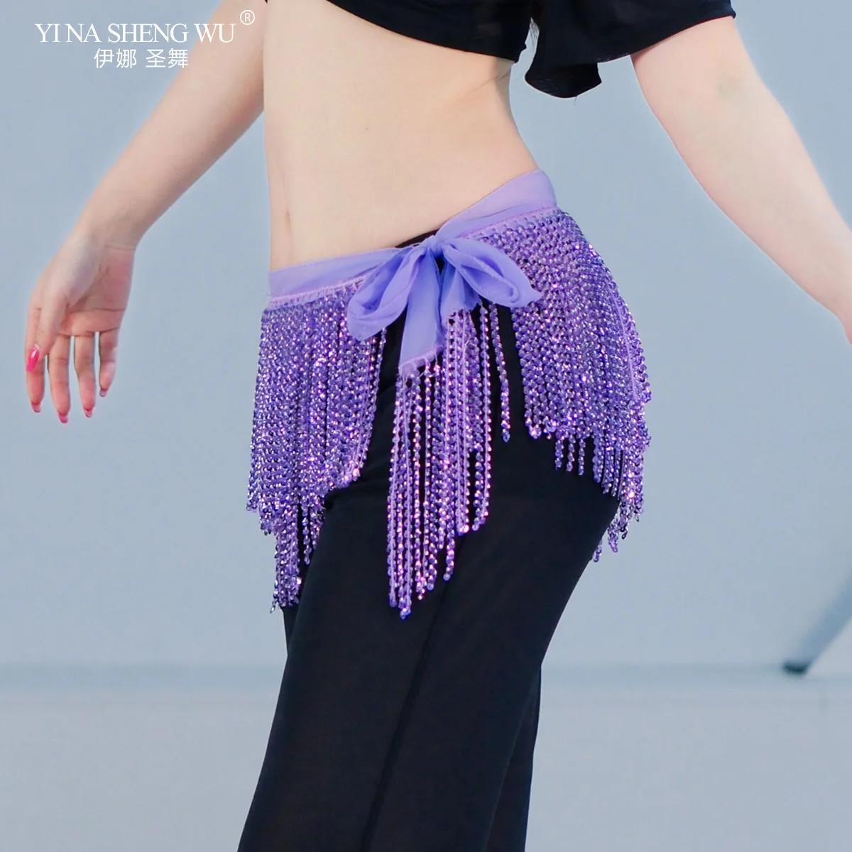 Nieuwe drielaagse kwastje buikdans kraal heupsjaal voor dames high-end kwastje tailleband pailletten buikdans kostuums riem 7-kleur