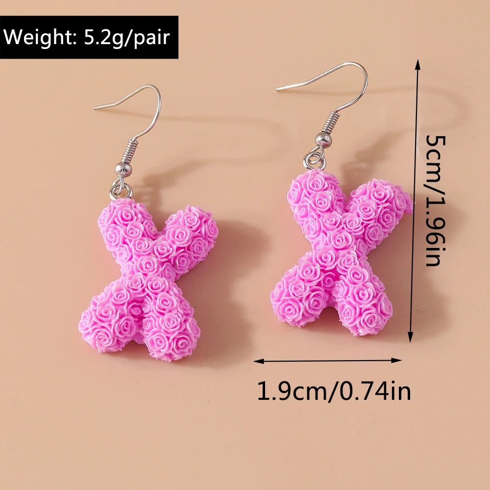 Aihua Bunte Harz-Ohrringe mit Blumen-Initialen, 26 Buchstaben, Kawaii A-Z Alphabet-Charm-Ohrringe für Frauen, Geburtstagsparty-Schmuckgeschenke – Detail 4