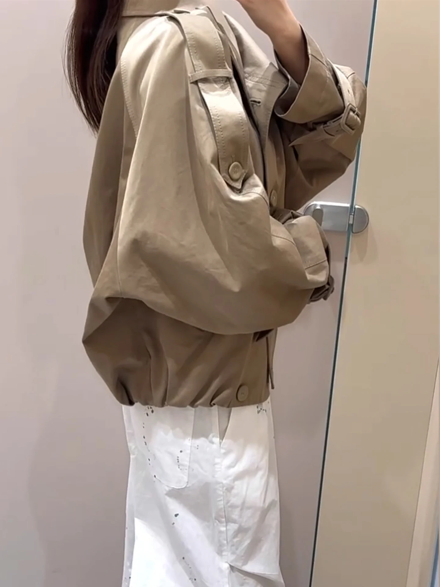 الرجعية تصميم الشارع ort معطف Jaet المرأة ربيع الخريف أناقة سيدة طوق صف مزدوج أزرار العصرية الأعلى الكورية Sle #3