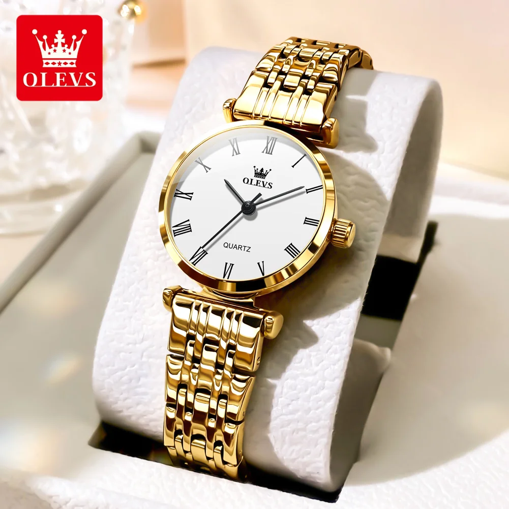 

OLEVS 5592 Business Quartz Watch For Women Roman Scale Stainless Steel Strap Dress Hand Clock Original Waterproof Woman Watches