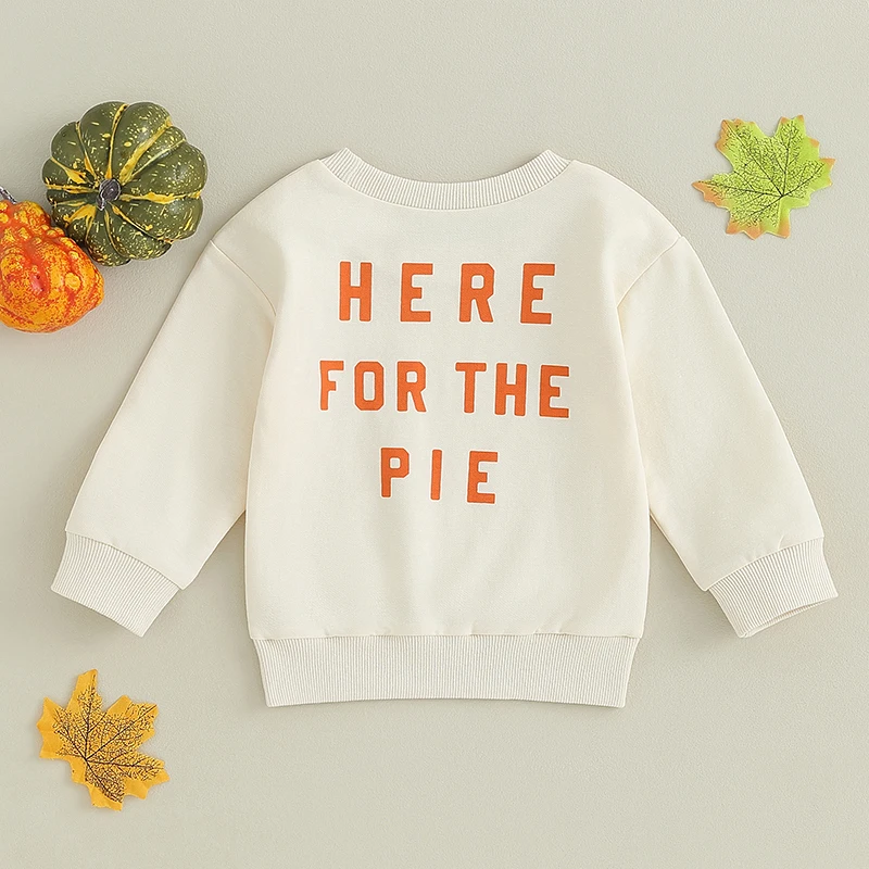 2023-07-30 Lioraitiin 0-4Years Baby Boy Girl Thanksgiving Sweatshirt Long Sleeve Pumpkin Pie Letter Print Pullovers Warm Clothes