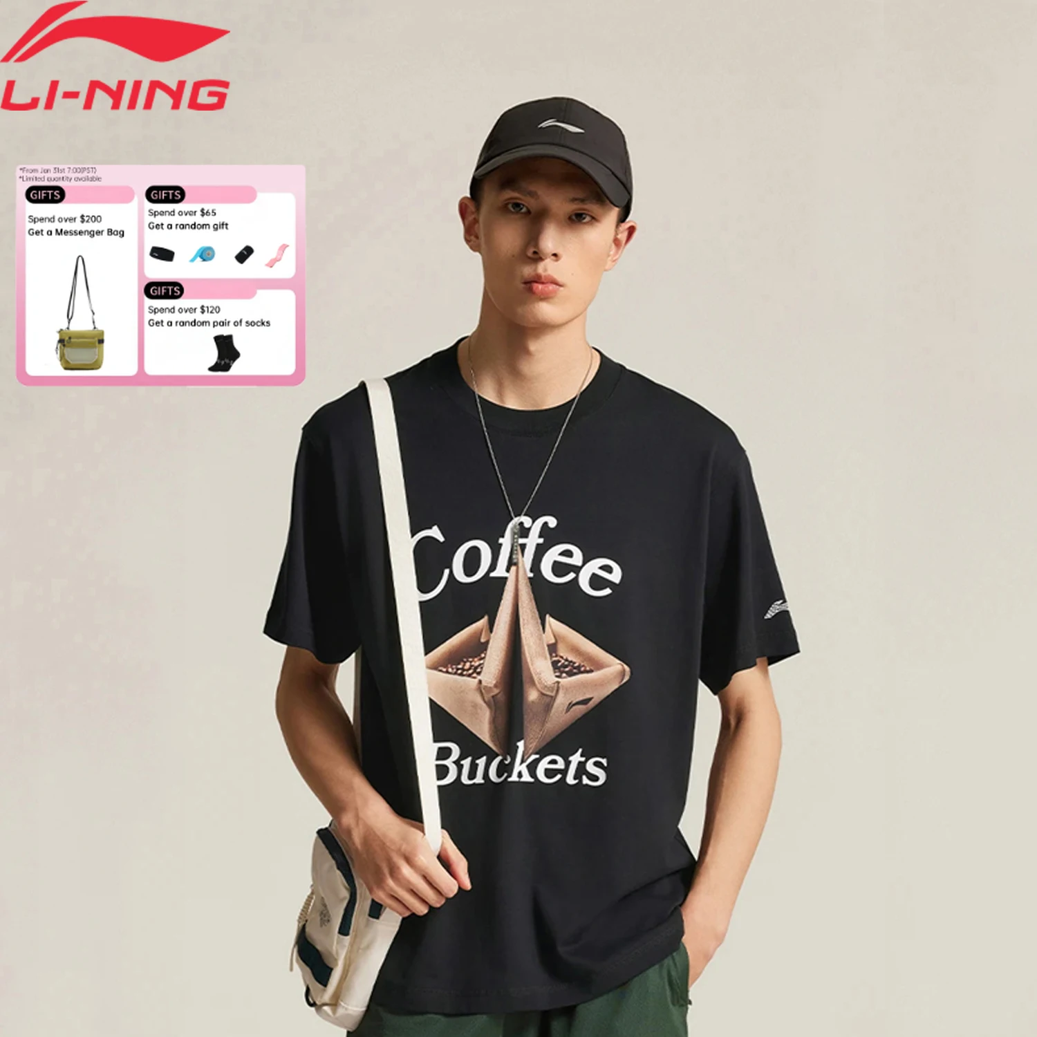 

Li-Ning Men's JIMMY BUTLER Basketball T-shirt 100%Cotton Loose Fit Breathable Comfortable LiNing Leisure Sports Pullover AHSV405