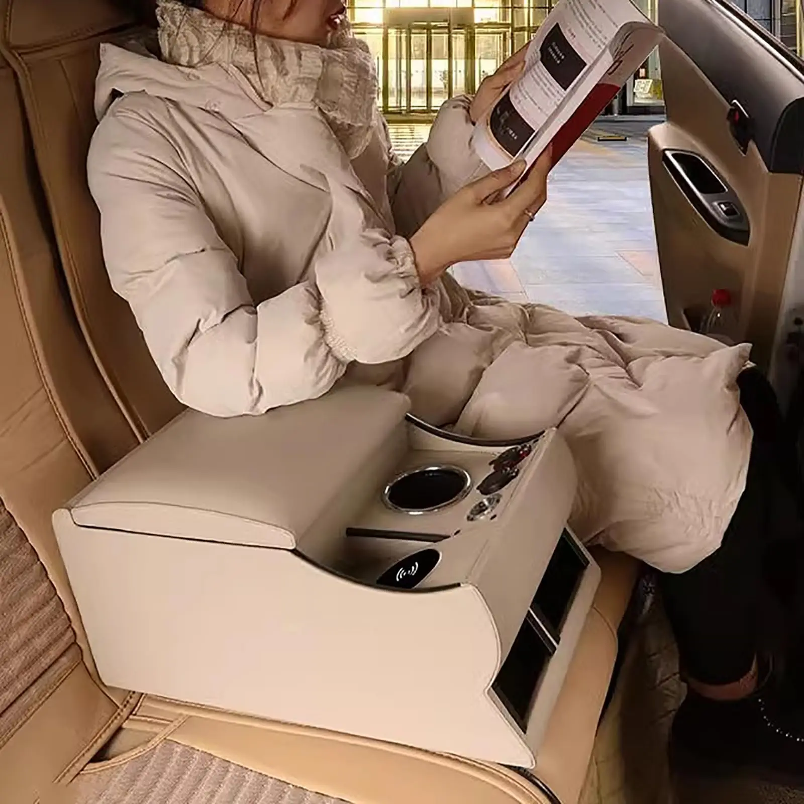 

Equipment Smart Library Car Armrest Rear Armrest Wireless Charging With LED Light Center Console Box Bei