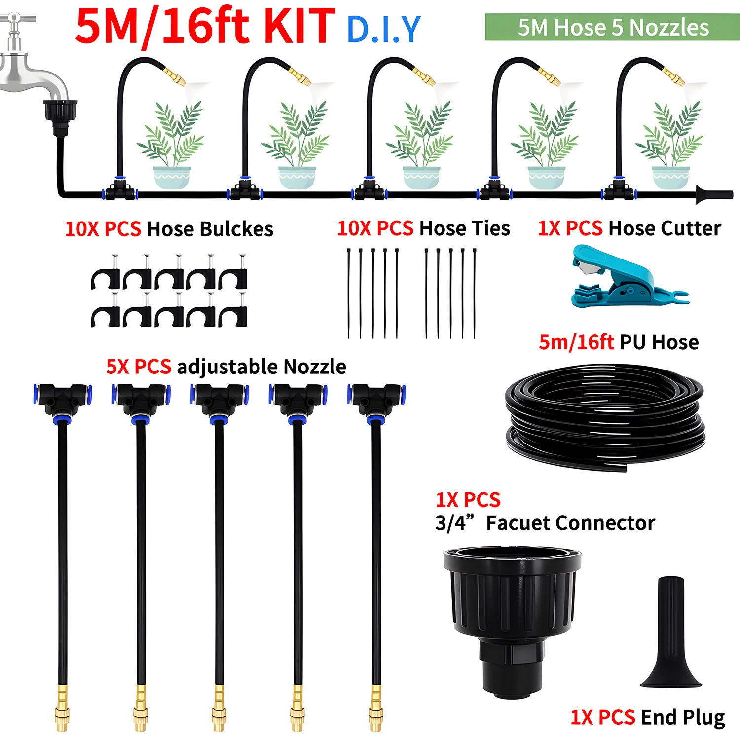 DIY Free Bending Universal Spray Kit für Gewächshaus Garten Blumen Pflanze Bewässerung Bewässerung Terrasse Beschlagen Kühlsystem