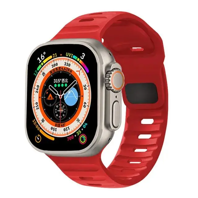 Silikon Sport armband für Apple Uhren armband 49mm 45mm 44mm 42mm 40mm 41mm 38 Correa Armband iwatch Serie 9 8 7 6 5 4 3 se ultra