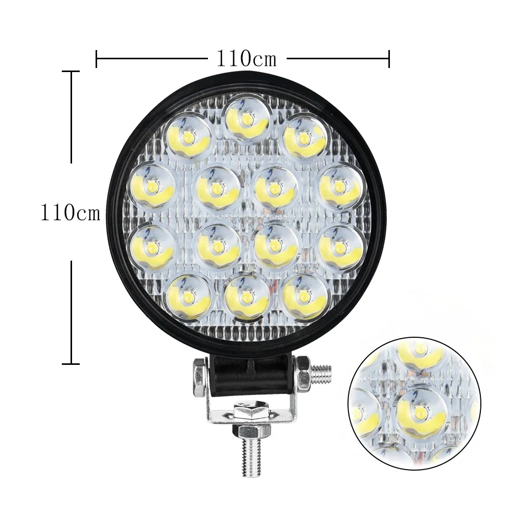 14 LED Work Light 42W 6000K Mini Round Headlamp Spotlight for Truck SUV 4WD Engineering Headlights Off-road Car Front Fog Lamp