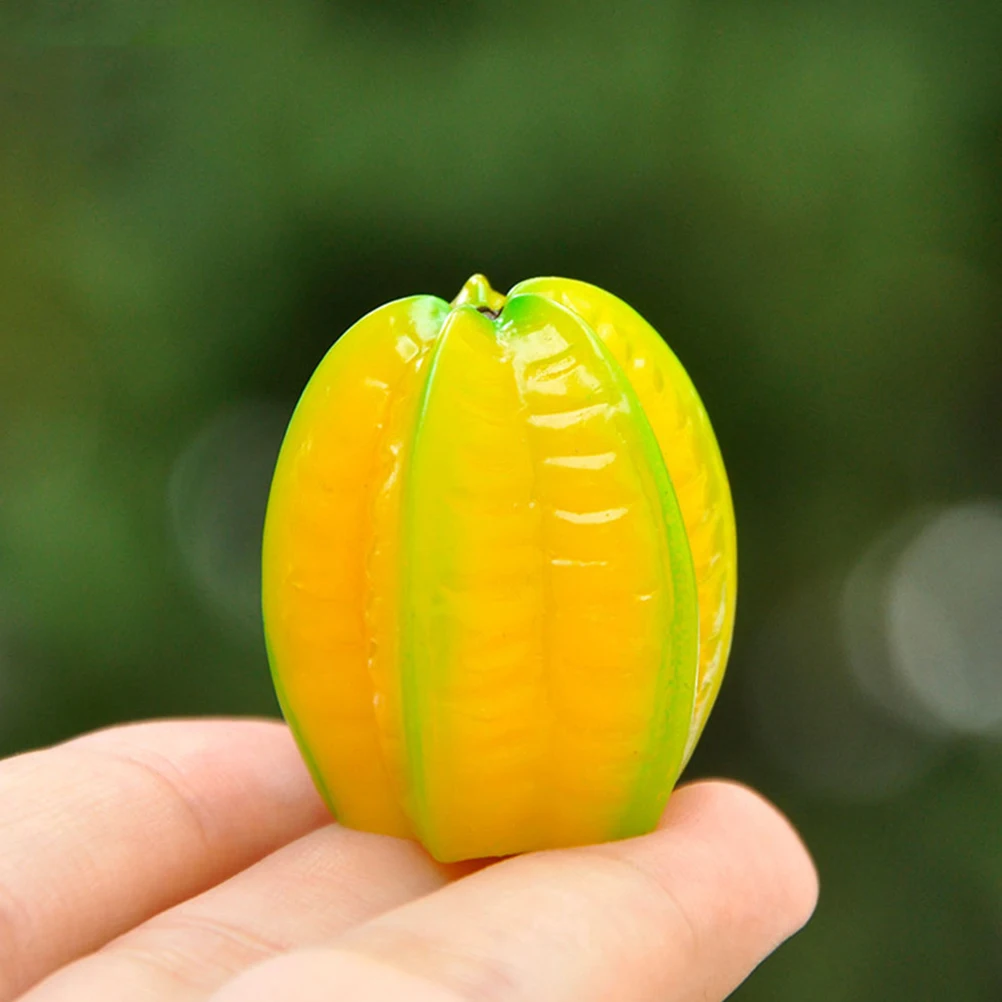 

6pcs Artificial Carambola Slices Realistic Resin Fruit Models Decorative Home Props Mini Displays Yellow Kitchen