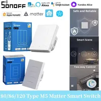 SONOFF M5 Matter Smart Wall Switch 86 Type Push Button Switch 1/2/3 Gang Switch Frame Work with Alexa Google Apple Home Alice