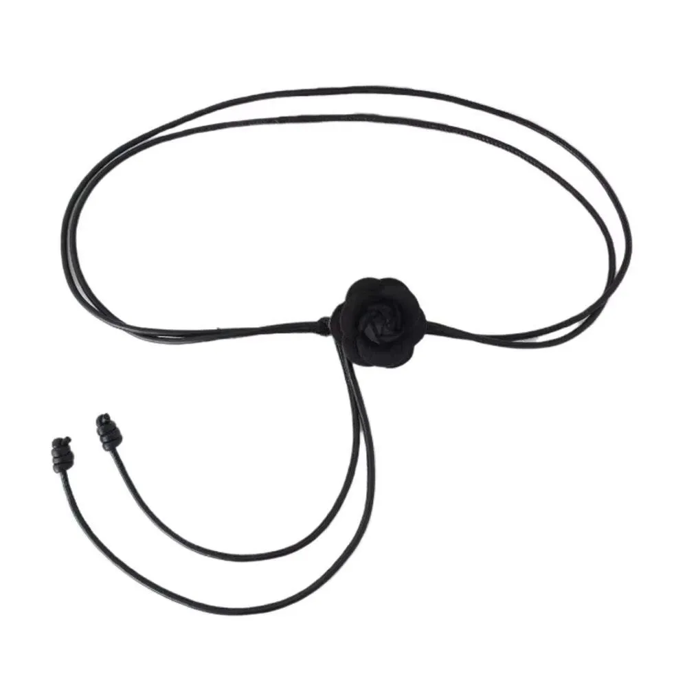 Fashion Leather Rope Waist Belt Camellia Flower Adjustable Waist Chain Sweet Knot Waistband