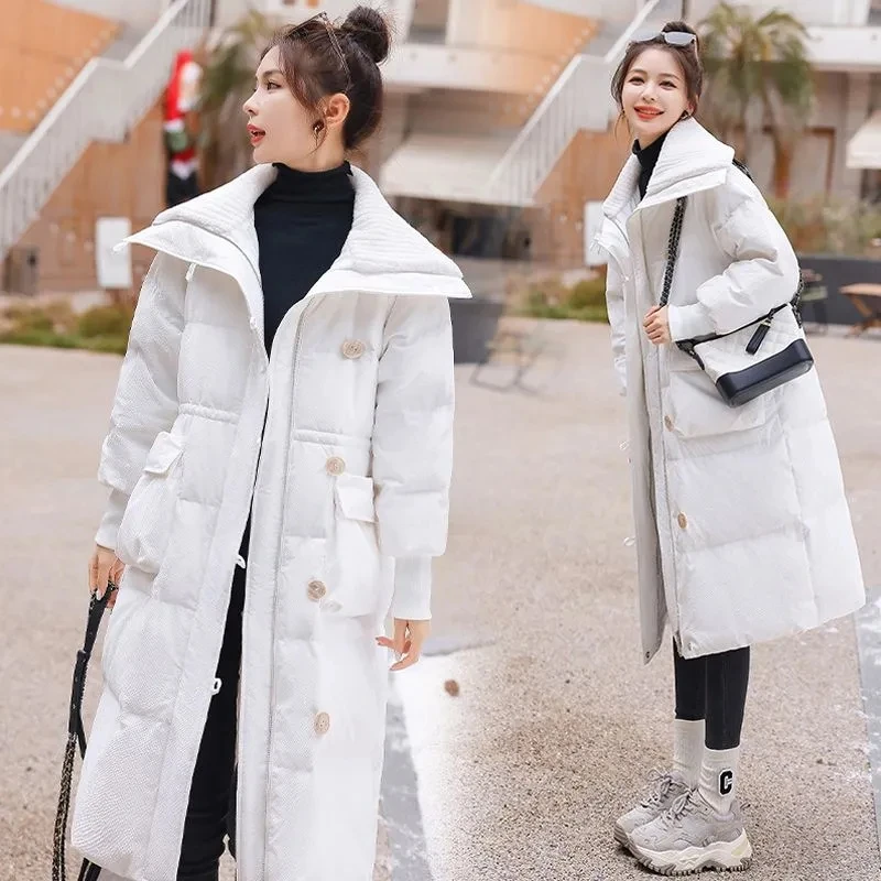 Imagem -03 - Parkas de Puffer Longo Feminino Cabolsas Acolchoados de Algodão Quente Cabolsa de Inverno Extragrande Moda Coreana Parkas de Alta Qualidade 2023