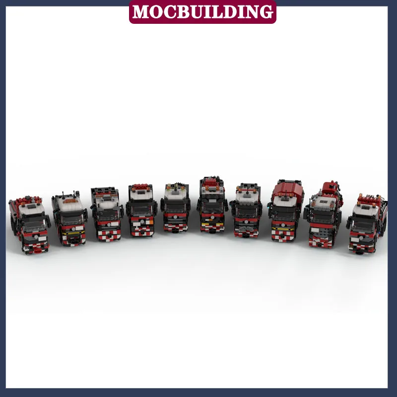 MOC City Cargo Stud Transport Reactor Bundle Model Building Block Set Truck Fire Engine Boy Collection Toy Gifts