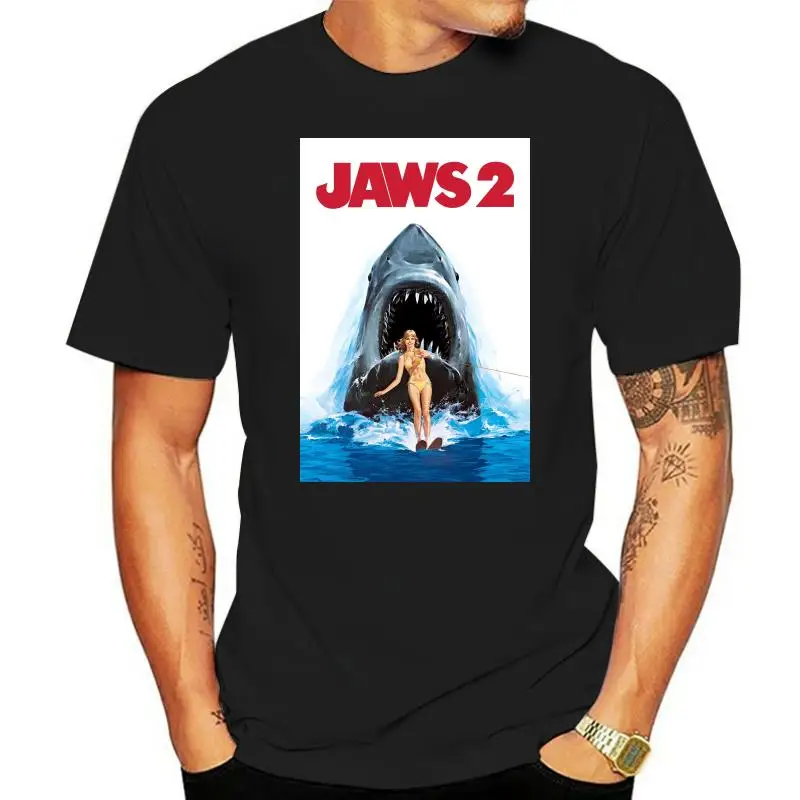 JAWS 2 RETRO MOVIE POSTER T SHIRT HUGE QUALITY PRINT QUINTS FISHING AMITY ISLAND Cool Casual pride t shirt men Unisex Fashion