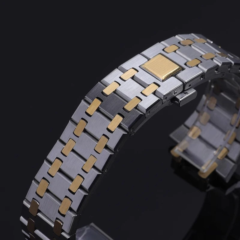 Watchband 21mm 26mm Men Women Full Stainless Steel Bracelet For AP ROYAL OAK 15400 26331 15500 Watch Strap Folding Buckle