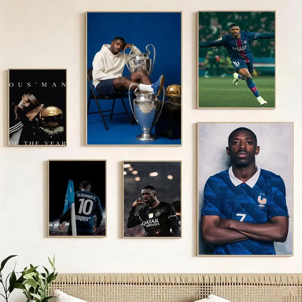 French Football Star O-Ousmane Dembele Poster impermeable para el hogar sala de estar dormitorio bar decoracion estetica