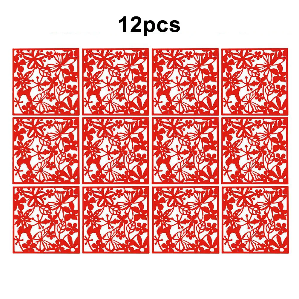 12Pcs Hollow Pattern Design appeso schermo divisorio pannello divisorio tenda della stanza casa bianco/nero/rosso