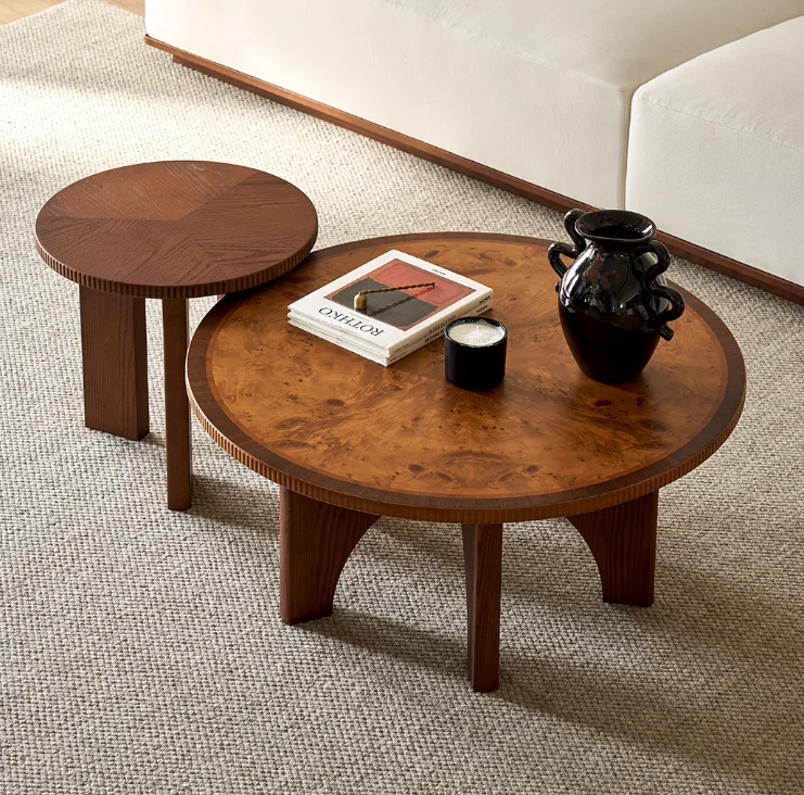 

Modern Home Furniture Round Luxury Wooden Coffee Table for Living Room Apartment
