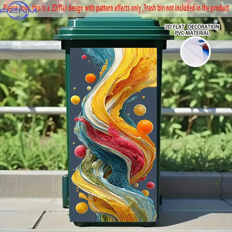 2D Flat Printing 1pc 2D Pattern Printed Kitchen Trash Can Sticker, , 