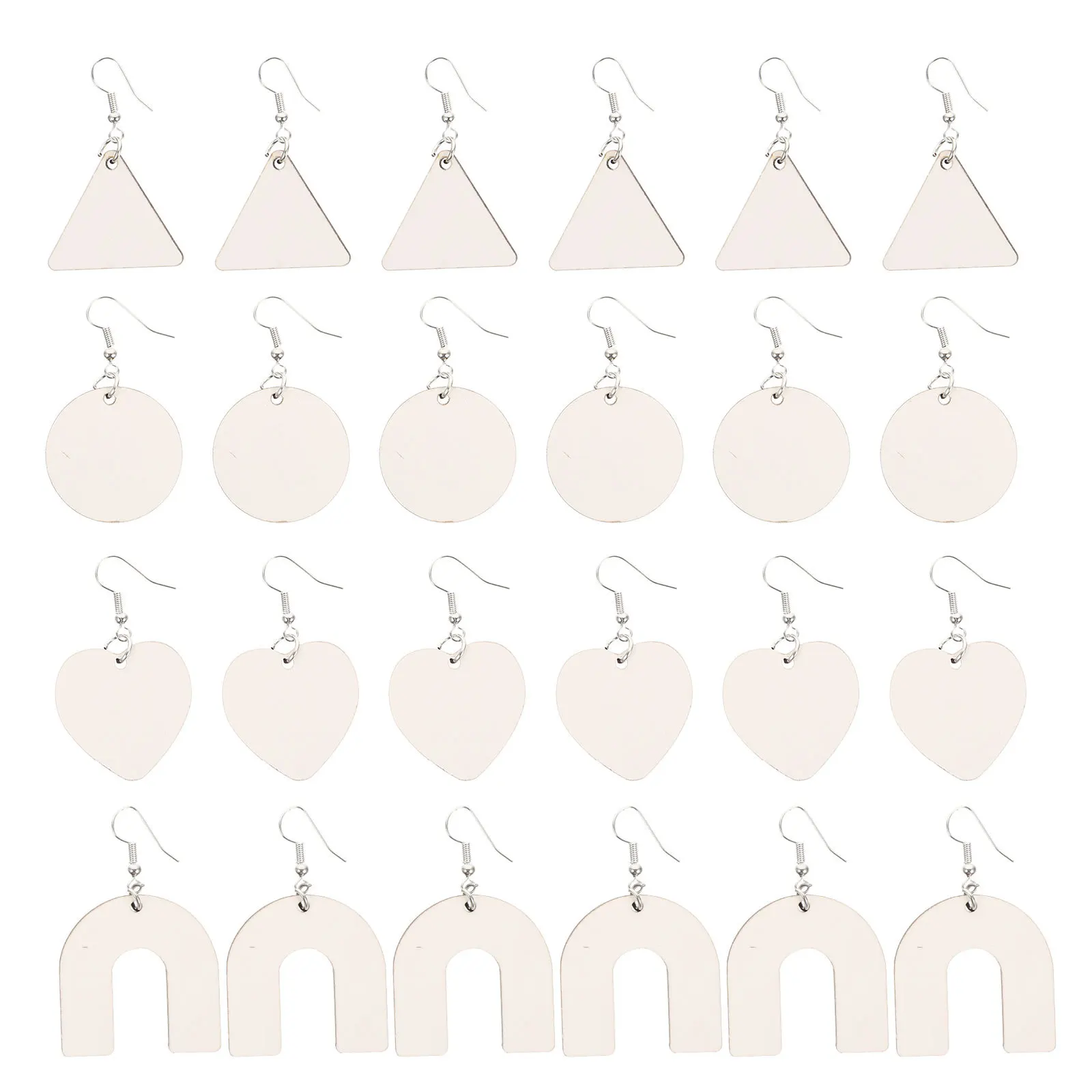 1Set Sublimation Earring Blanks DIY Handmade Earrings Kit Lightweight Paintable Wooden Blanks for Jewelry Making Gift Supplies