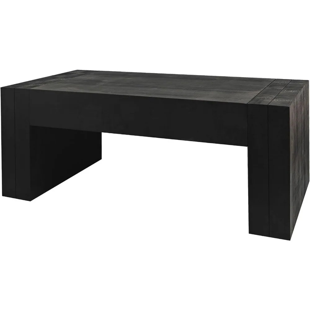 Large Rustic Rectangular Coffee Table for Living Spaces - Oversized Solid Wood Mid-Century Modern Centerpiece