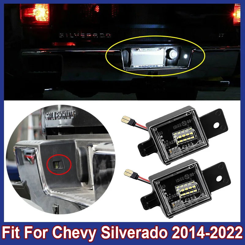 2Pcs Car LED Plate Lights Fit For Chevy Silverado 2014-2022 For GMC Sierra 2015-2021 Colorado Car Rear Number License Plate Lamp