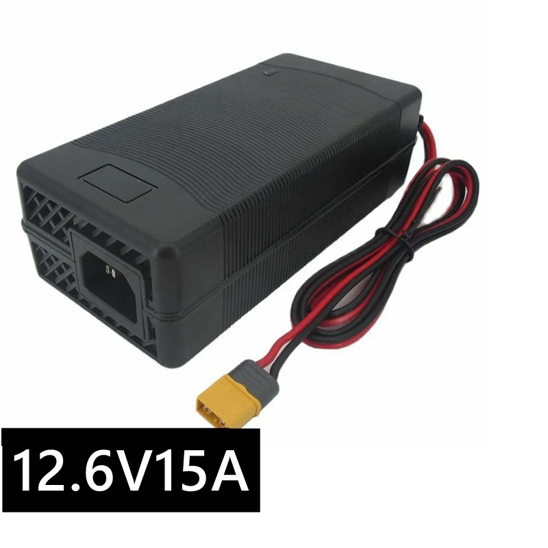 Lithium battery fast charger, alligator clip connector, li-ion rv, solar system, 12 v, 15a, 12.6v, 15a, 3s, 100-240v ac