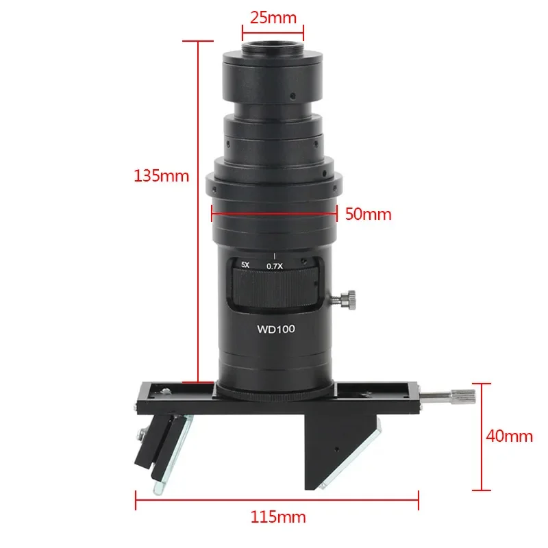 0.7X-5X Adjustable Continuous  Zoom Lens 3D 2D FHD C-mount Lens For Industry Digital HDMI VGA USB Microscope Video Camera