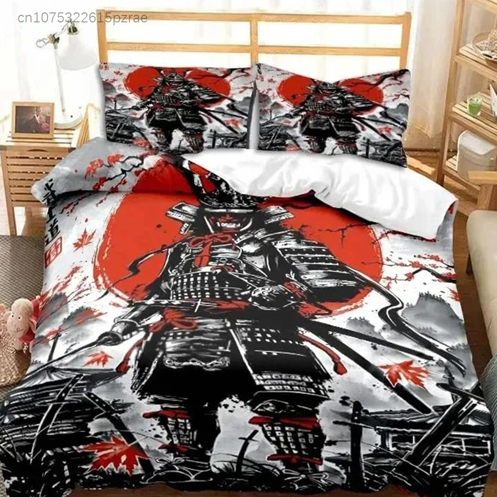 Japanese Samurai Bedding Set Soft Duvet Cover Set Men Teen Bedroom Single Double King Size Duvet Cover Pillowcase Boy Gift 2