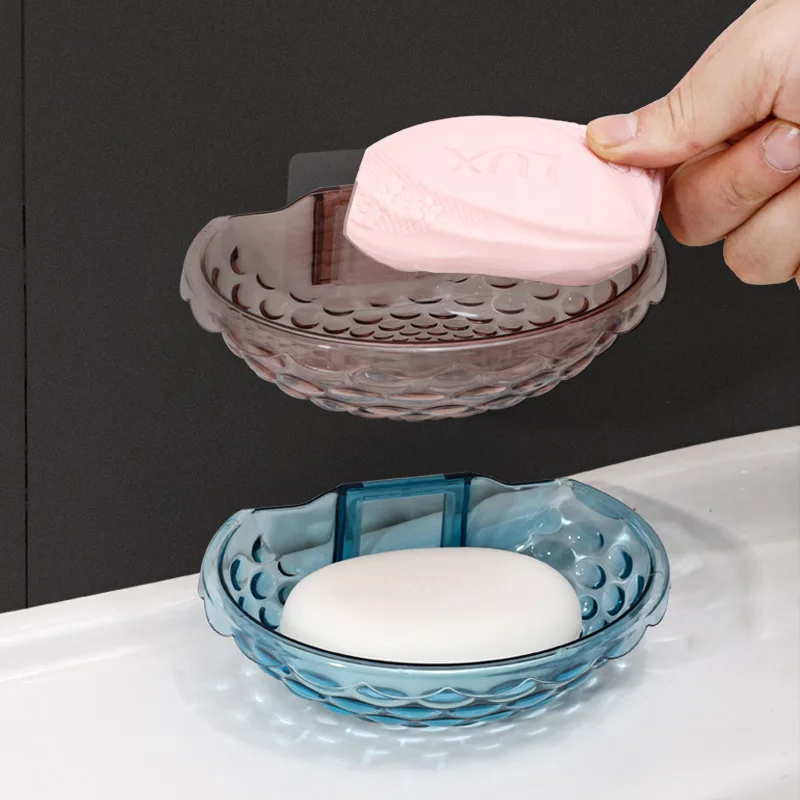 Soap Holder Soap Dishes Sponge Container with Wall Hook for Shower Kitchen Sink Adhesive No Drilling Bathroom Accessories