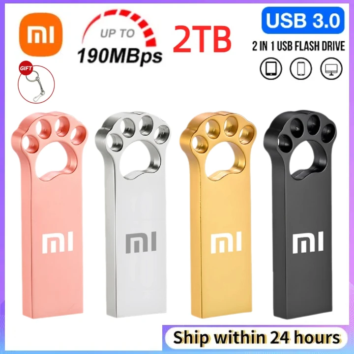 Xiaomi-Disco Flash USB com Chaveiro, Thumb Drive, Thumb Drive, Zip Drive, Memory Stick, 2TB, 1TB, 3.0