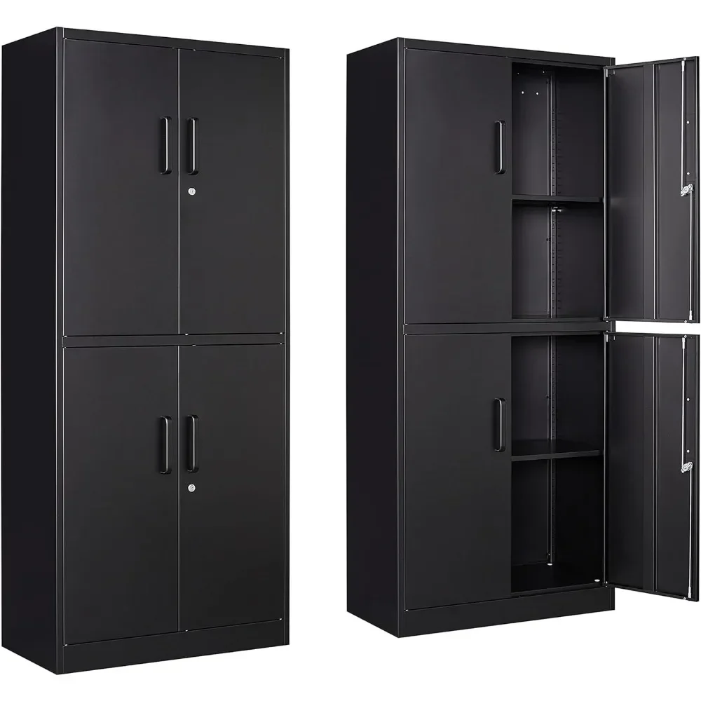 Metal Storage Locking Cabinet with 4 Doors and 2 Adjustable Shelves,71