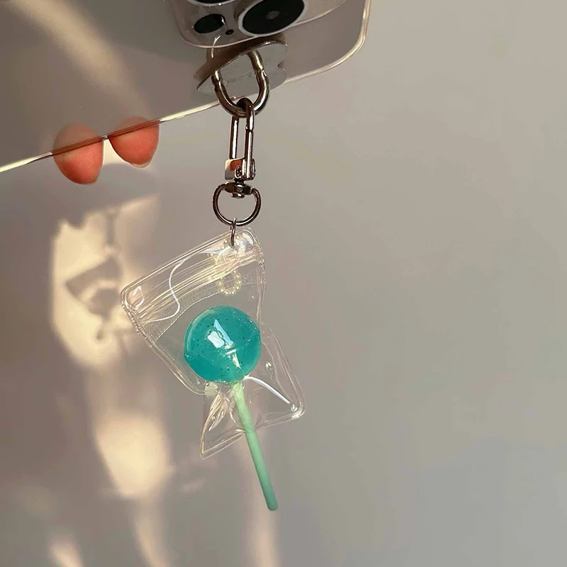 1PC Candy Bag Ornaments Simulation Packaging Lollipop Keychain Transparent Luminous Resin Accessories Creative Gifts