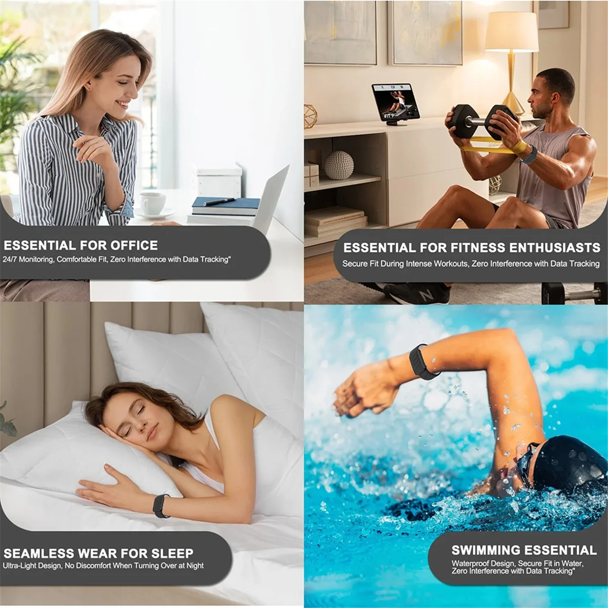 2025+ سوار معصم رياضي مرن من السيليكون مقاوم للماء ومقاوم للعرق لسوار رياضي 5.0 باللون الأسود