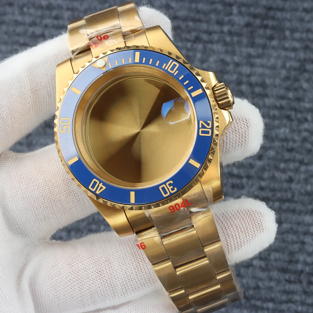 NH35 40mm Case Brushed Oyster Strap 316L Steel Sapphire Glass For Seiko NH34 NH35 NH36 NH38 Movement Sub GMT Yacht-Master Case