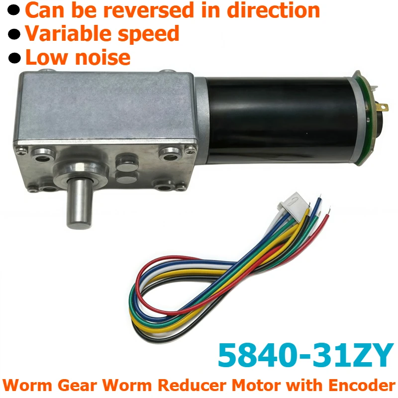 5840-31zy Miniature DC Speed Reducer Motor 12V 24V High-Torque Right-Angle Worm Gear Worm Motor with Speed Control and Encoder