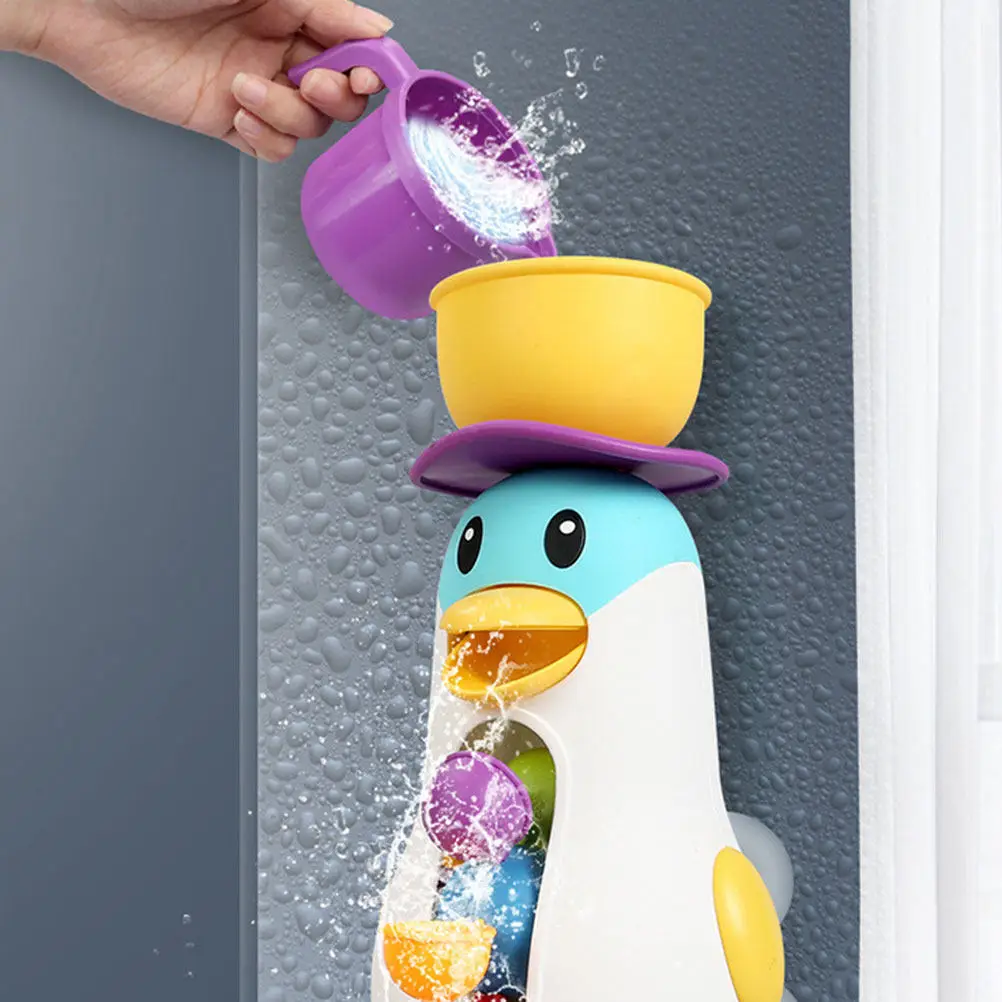 1set-penguin-windmill-bath-plaything-fun-baby-bathing-partner-rotatable-water-wheel-splash-for-toddler-bath-toy