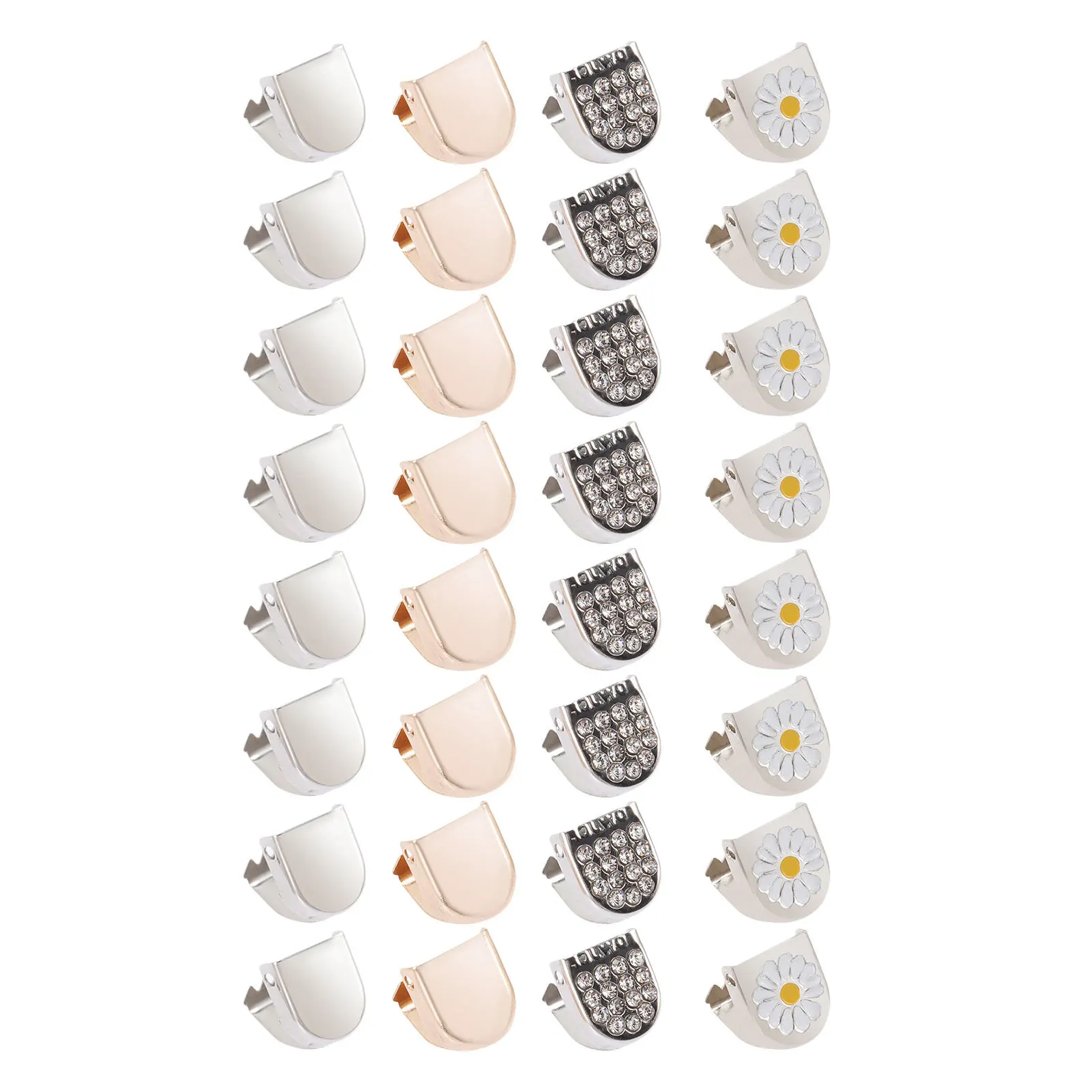 

32pcs Shoelace End Clips Metal Daisy Pattern Fasteners For Arthritis Shoe Lace Locking Tips Replacement Accessories For Sneakers