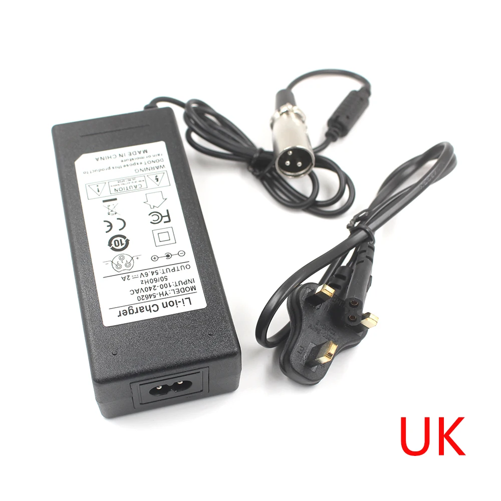 54.6V 2A Lý Ion Sạc 48V 13S Pin Li-ion DC Ổ Cắm/Cổng Kết Nối Sạc XLR 3P