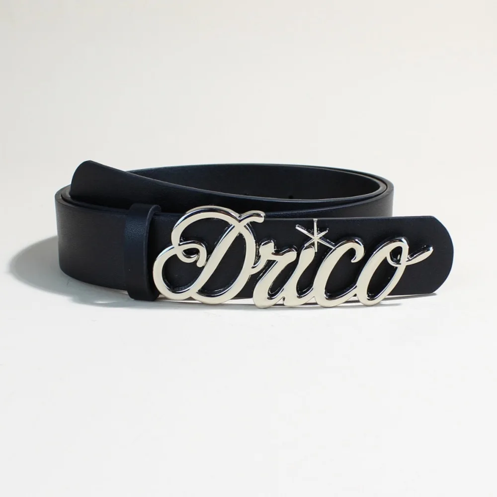 Ins Style Unique Design Letter Metal Snap Button PU Decor Belt Fashion Match Women Waist Strap
