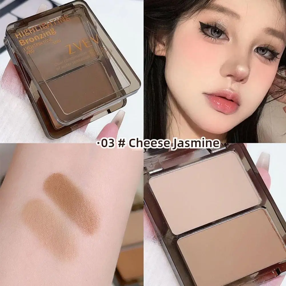 Face Highlighter Palette Dual Colors Contouring Blush Palette Lightweight Blendable Highlighter Makeup Pearl & Blush Highli T1T7