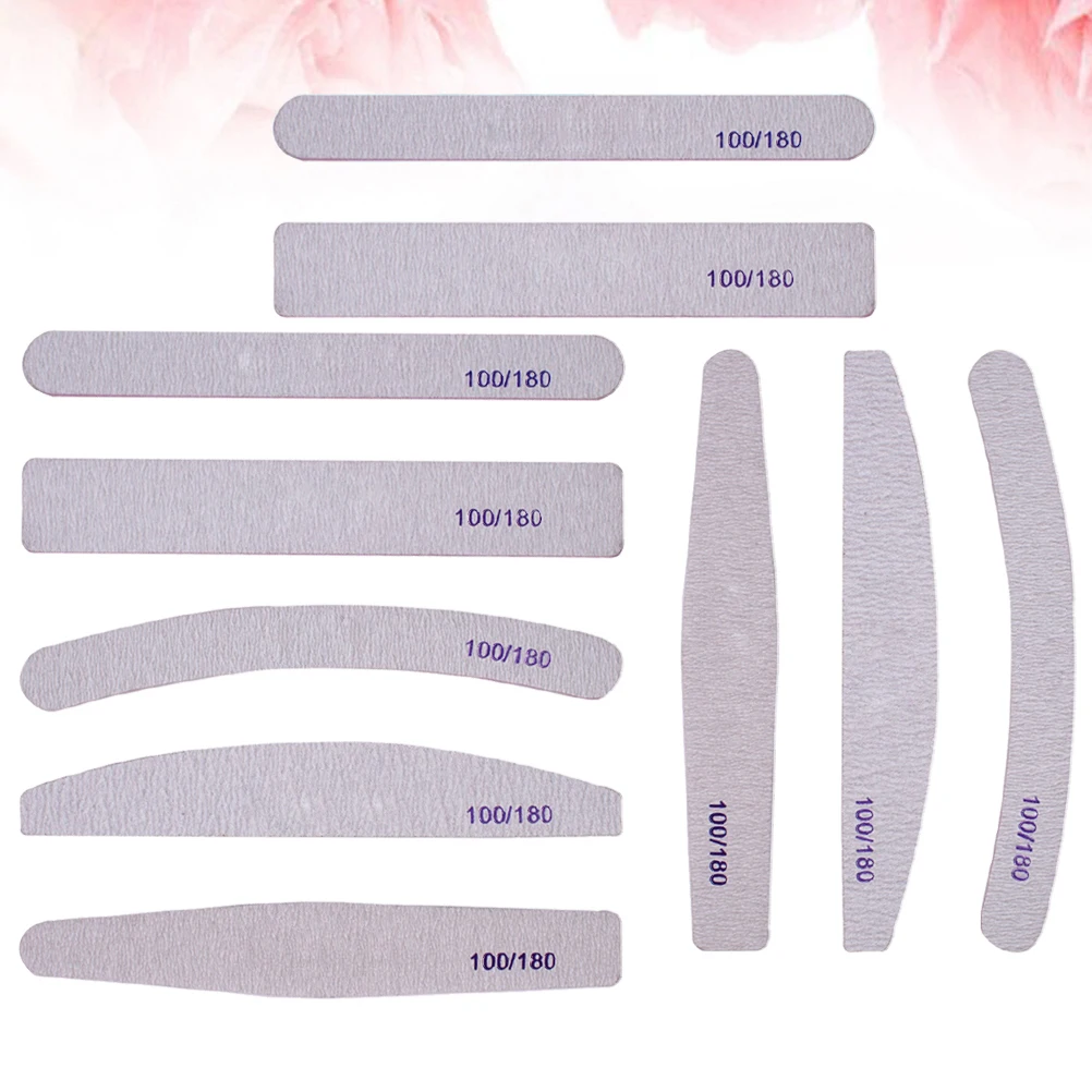 10個入りネイルバッファーセット、天然爪や付け爪用のダイヤモンドネイルファイル付き、マニキュアアートツールキット、サロン・家庭用サンダーポリッシャー