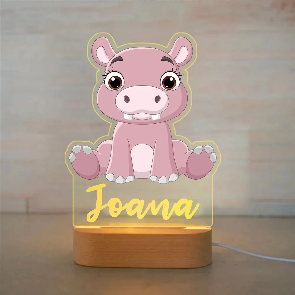 Gepersonaliseerde kinderen dier nachtlampje aangepaste naam acryl lamp baby kinderen slaapkamer decoratie pasgeboren verjaardag kerstcadeau