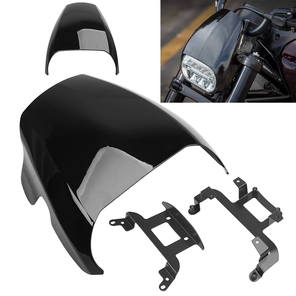 Motorcycle Light Black Plastic Front Headlight Fairing Cover Headlamp Mask For Harley Sportster S 1250 RH1250 2021-2022