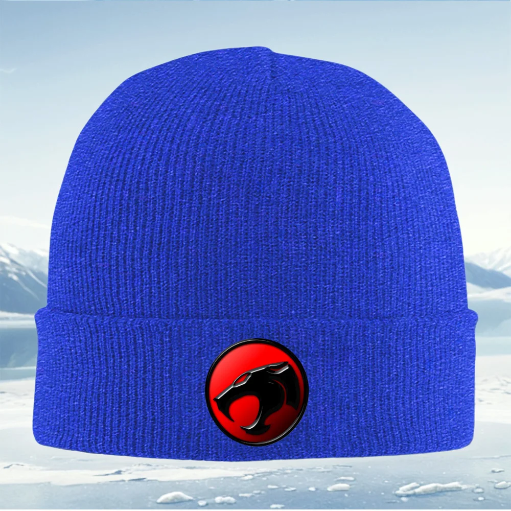 رأس النمر الأسود داخل الدائرة الحمراء للرجال والنساء للجنسين قبعة محبوكة قبعة صوفية قبعة شتوية حرارية دافئة لعيد الميلاد في الهواء الطلق