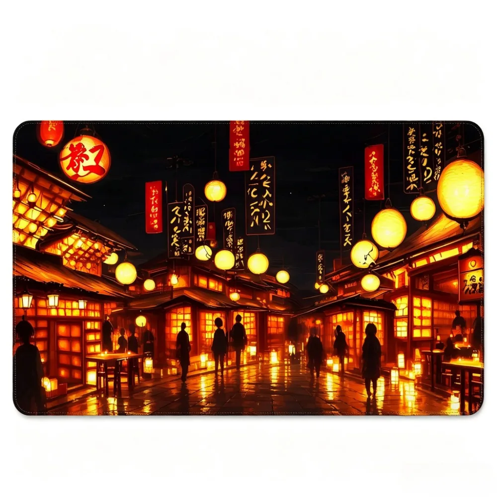 Japanese Street Night  TCG Play Mat Durable Smooth Tabletop Deskpad Party Gathering Card Game Mat Non-slip Keyboard Mouse Pad