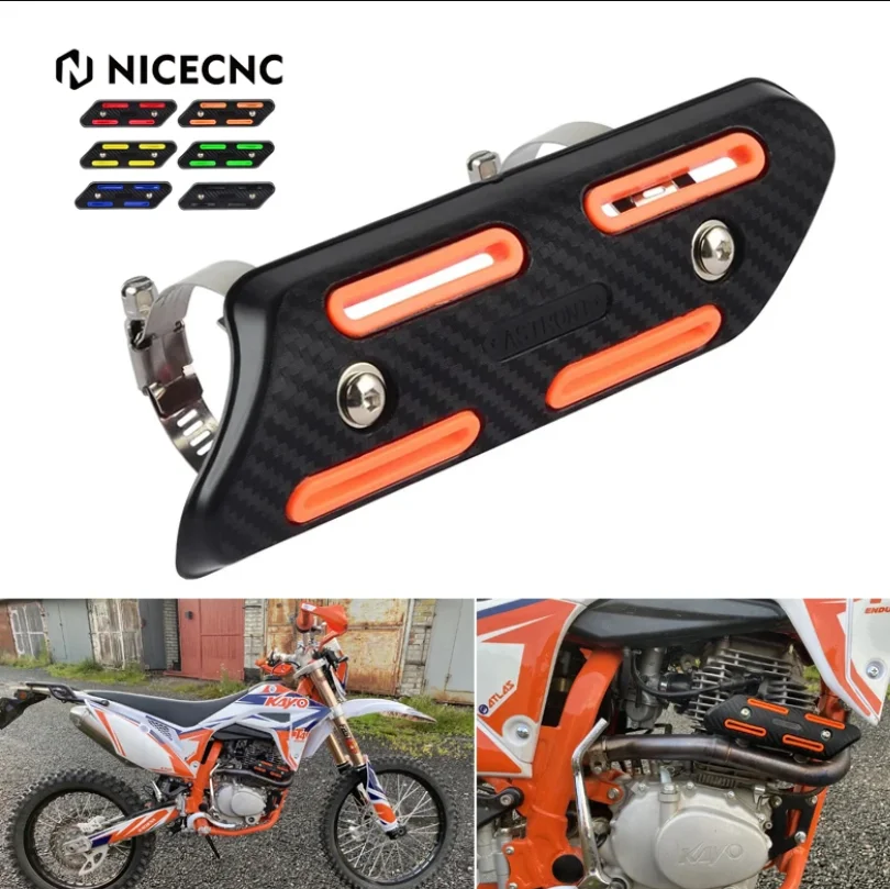 NICECNC For 2024 2023 2022 KTM SXF SMR EXCF 500 450 350 250 Universal 4 Stroke Motorcycle Exhaust Heat Protector Shield 190mm