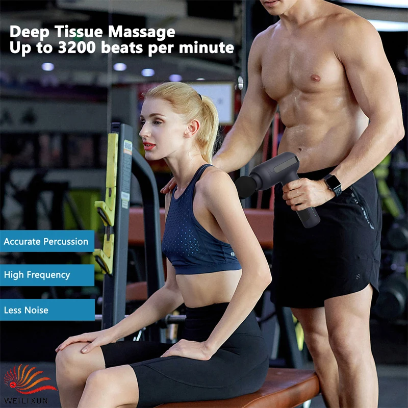 المحمولة اللاسلكية الأنسجة العميقة اللفافة العضلات الاسترخاء تدليك بندقية الاهتزاز قرع متعدد السرعات قابل للتعديل معدات تدليك الجسم