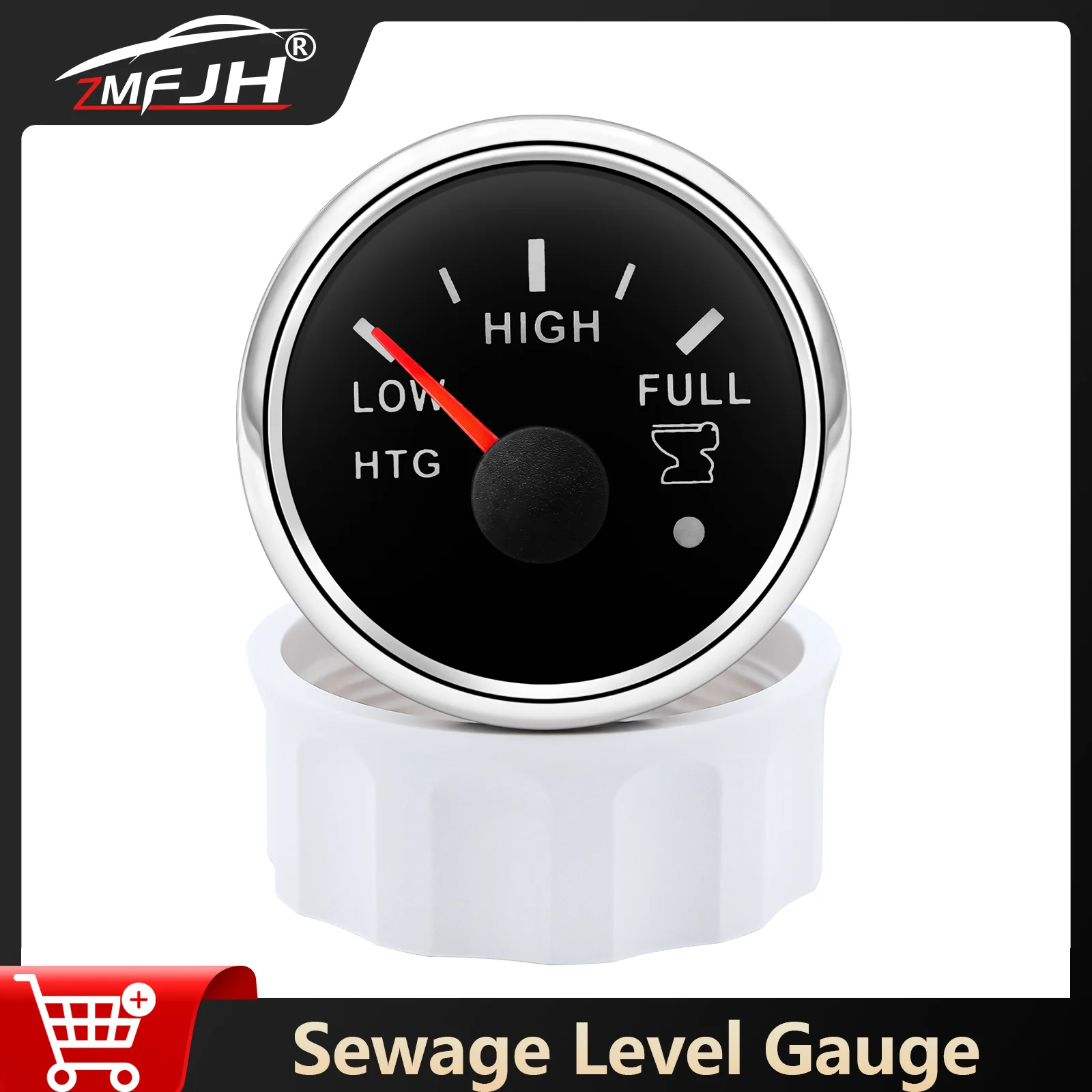 

52MM HTG Sewage Level Gauge Low High Full Sewage Level Meter 0-190ohm 240-33ohm For Marine Boat Sewage Tank Level Gauge 12V 24V