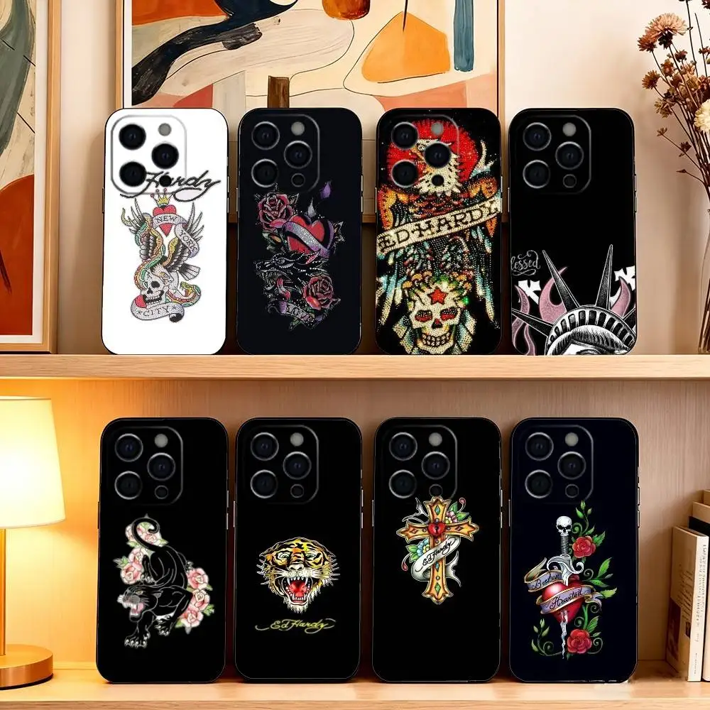

Fashion Ed Brands Hardy Colorful Silver Back Phone Case Silicone Soft For IPhone 17 16 15 14 13 12 11 X XR Plus Pro Max Plus
