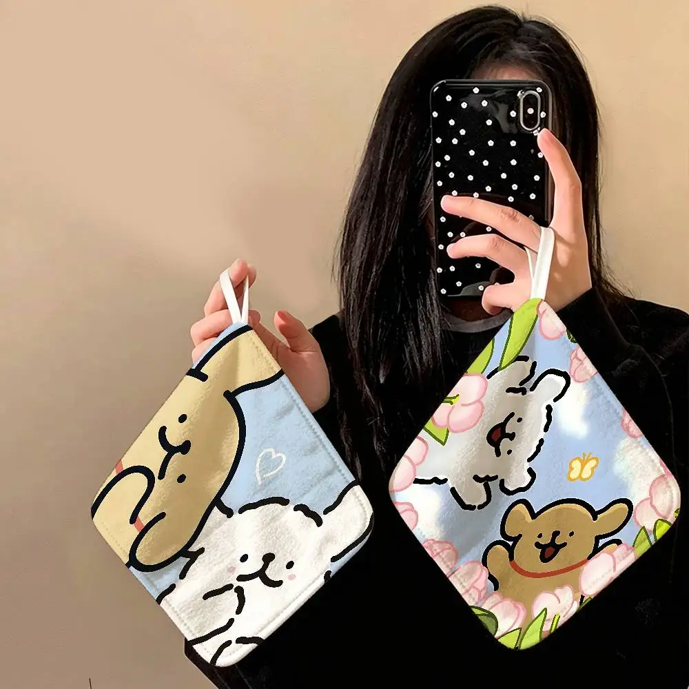 Animal maltese and golden retriever Polyester Cotton Hand Wiping Towel, Hanging Design, Durable for Household Restaurant